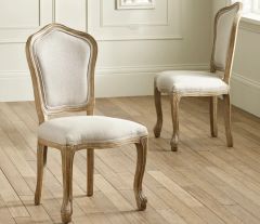 Julian Bowen Camille Oatmeal Linen Upholstered Chairs - Set of 2