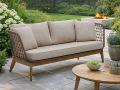 Saige Rope Woven Outdoor 3 Seater Sofa with Cushions