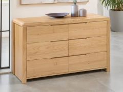 Julian Bowen Curve 6 Drawer Wide Chest in Solid Oak