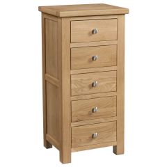 Dorset Oak 5 Drawer Tallboy