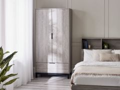Julian Bowen Bali 2 Door 1 Drawer Wardrobe in Grey Oak