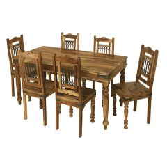 Bangalore Large Rectangular Sheesham Dining Table & Chairs Set