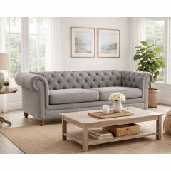 Kalani 3 Seater Grey Linen Sofa