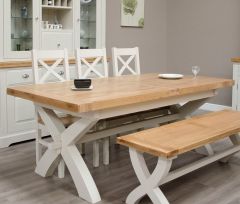 Homestyle Painted Deluxe X-Leg Table in Solid Oak