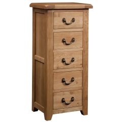 Somerset Oak 5 Drawer Bedside Table