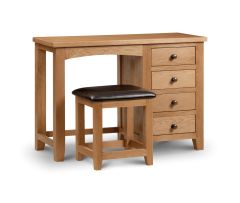 Julian Bowen Marlborough Single Pedestal Dressing Table & Stool in Oak