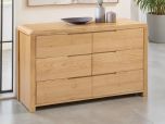 Julian Bowen Curve 6 Drawer Wide Chest in Solid Oak