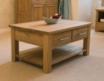 Opus 3 x 2 Coffee Table with Drawers in Solid Oak