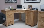 Opus Corner Computer Desk in Solid Oak