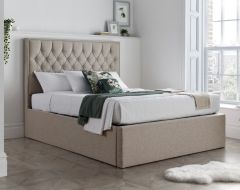 Wilson Oatmeal Fabric Ottoman Bed - Double or King Size