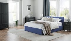 Julian Bowen Rialto Lift Up Storage Bed in Dark Blue Linen - Multiple Sizes