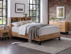 Julian Bowen Bali Bookcase Headboard Bed in Light Oak