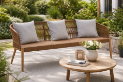 Saige Woven Outdoor 3 Seater Sofa with Cushions