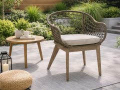 Saige Rope Woven Outdoor Chair with Cushions