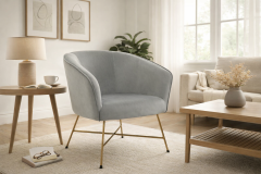 Gunnar Grey Velvet Curved Accent Chair