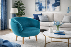 Alden Teal Fabric Curved Lounge Chair