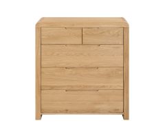 Julian Bowen Curve 3+2 Drawer Chest in Solid Oak