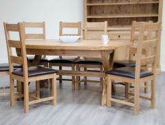 Deluxe Cross Leg Oval Extending Table in Solid Oak