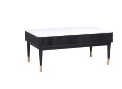 Julian Bowen Louis Fluted Stone Top Coffee Table With 2 Drawers in Black