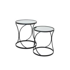 Set of 2 Concaved Mirrored Side Tables