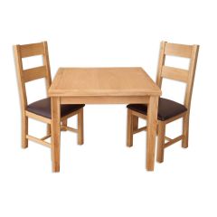 Boston Natural Oak Living Small Square Dining Table & Chairs Set