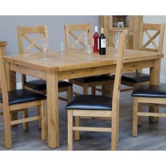 Deluxe Twin Leaf Extending Dining Table & Chairs Set in Solid Oak