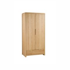 Julian Bowen Curve 2 Door 1 Drawer Wardrobe in Solid Oak
