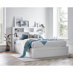 Arizona White Wooden Ottoman Storage Bed - Multiple Sizes