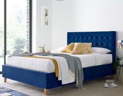 Kingham Blue Velvet Ottoman Bed in Double or King Size