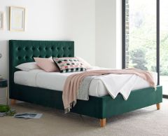 Kingham Green Velvet Ottoman Bed in Double or King Size