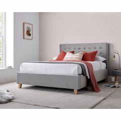 Kingham Grey Velvet Ottoman Bed - Multiple Sizes