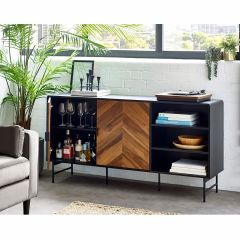 Julian Bowen Alvin Black and Natural Wood‑Effect Sideboard