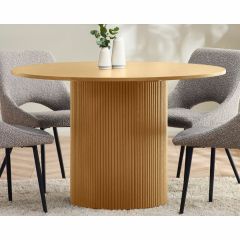 Julian Bowen Louis Fluted 120cm Round Dining Table in Light Oak