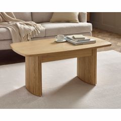 Julian Bowen Louis Fluted 90cm Compact Coffee Table in Light Oak