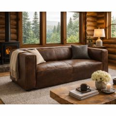 Harlem 2 Seater Antique Brown Leather Sofa