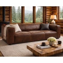 Harlem 3 Seater Antique Brown Leather Sofa