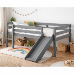 Oliver Low Mid Sleeper Bed with Slide in Grey