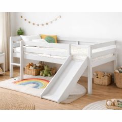 Oliver Low Mid Sleeper Bed with Slide in White