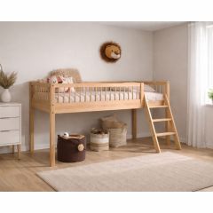 Woodland Mid Sleeper Bed in Solid Oak