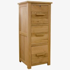 Opus 3 Drawer File Cabinet in Solid Oak