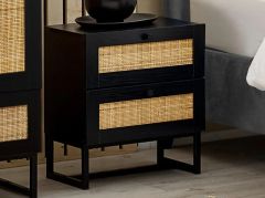 Julian Bowen Padstow 2 Drawer Bedside in Black