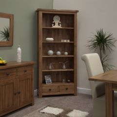 Rustic Large Bookcase in Solid Oak