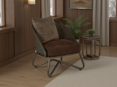 Saige Chair With Curved Legs in Brown