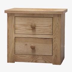 Torino 2 Drawer Narrow Bedside Cabinet in Solid Oak