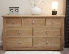 Torino 7 Drawer Wide Chest in Solid Oak