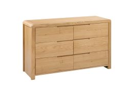 Julian Bowen Curve 6 Drawer Wide Chest in Solid Oak