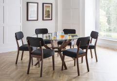 Julian Bowen Chelsea Large Glass Dining Table in Solid Beech