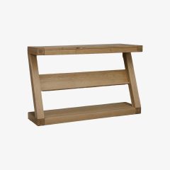 Z Wide Console Table with Shelf in Solid Oak